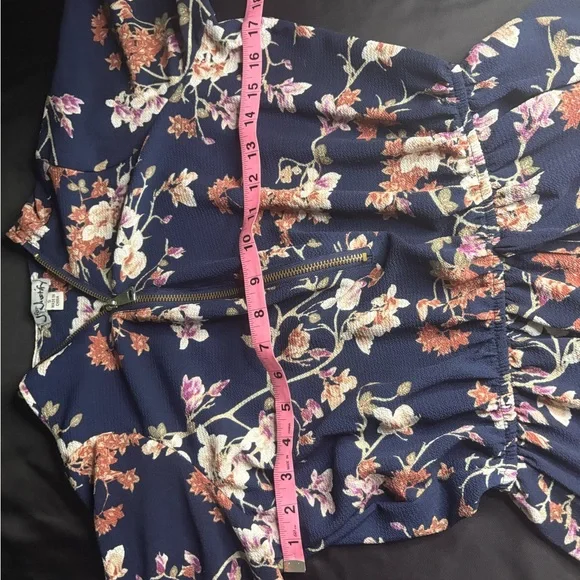 Floral Navy Dress/Long top with Pink and White Accents - Picture 7 of 8